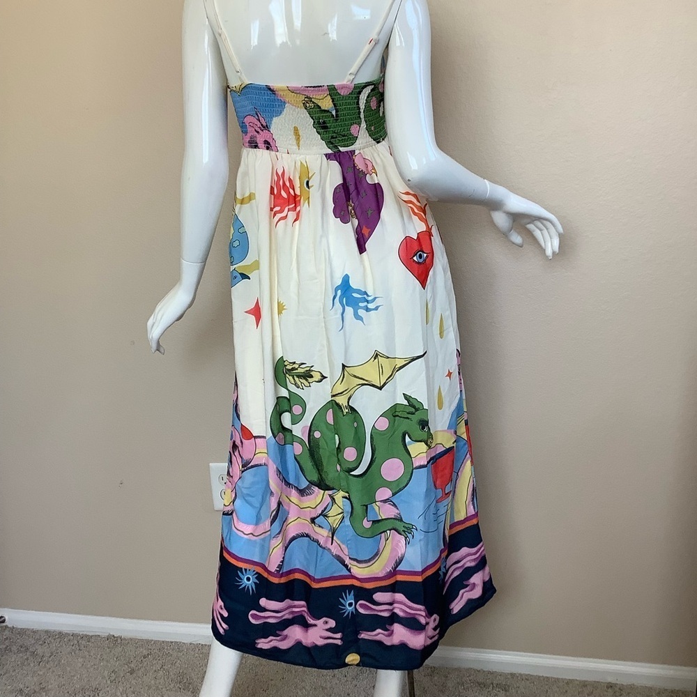 Akilina Printed Sleeveless Colorful Abstract Print Dress - Picture 10 of 13
